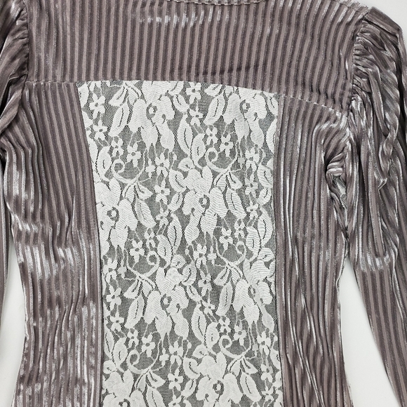 Andrade Lavender Lace Silver Stripe Shimmer Top S - Picture 14 of 16